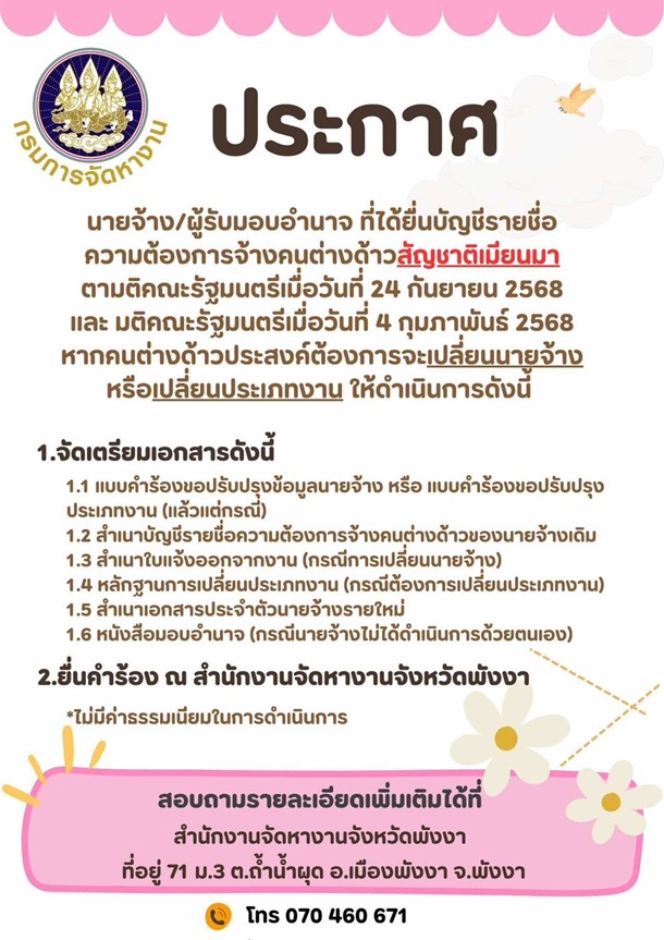 ရွှေ့ပြောင်းမြန်မာ အလုပ်သမားများ၏ အလုပ်ရှင် (သို့) အလုပ်အမျိုးအစား ပြောင်းလဲနိုင်